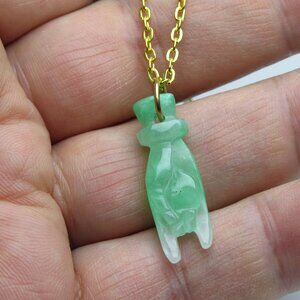 14K Jade Evil Protection Hand Pendant With Necklace